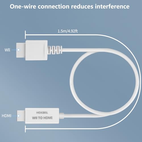 HOXIBSL 5ft WII to HDMI Converter Cable Adapter,for use with Full HD 1080P Devices with an HDMI Port,Compatible with WII,U,HDTV, Monitor (White) - Image 5