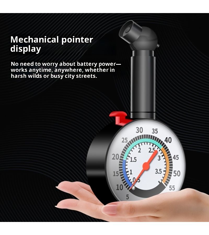 2 Pieces High Precision Tire Pressure Gauge Upgraded Version Black And Silvery Including 1 Tire Pressure Gauge And 1 Measuring Pen For Car Motorcycle Bicycle Truck Battery Free Design - Image 5