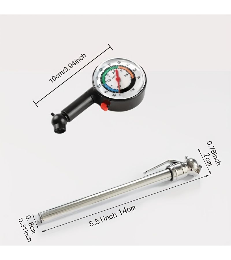 2 Pieces High Precision Tire Pressure Gauge Upgraded Version Black And Silvery Including 1 Tire Pressure Gauge And 1 Measuring Pen For Car Motorcycle Bicycle Truck Battery Free Design - Image 2