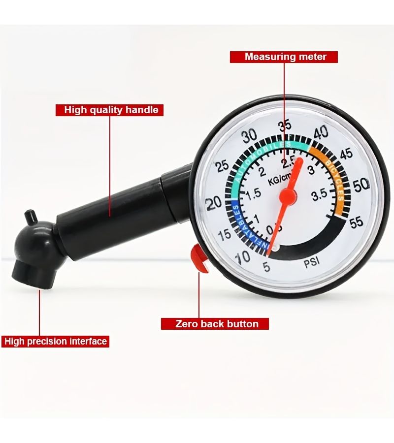 2 Pieces High Precision Tire Pressure Gauge Upgraded Version Black And Silvery Including 1 Tire Pressure Gauge And 1 Measuring Pen For Car Motorcycle Bicycle Truck Battery Free Design - Image 4