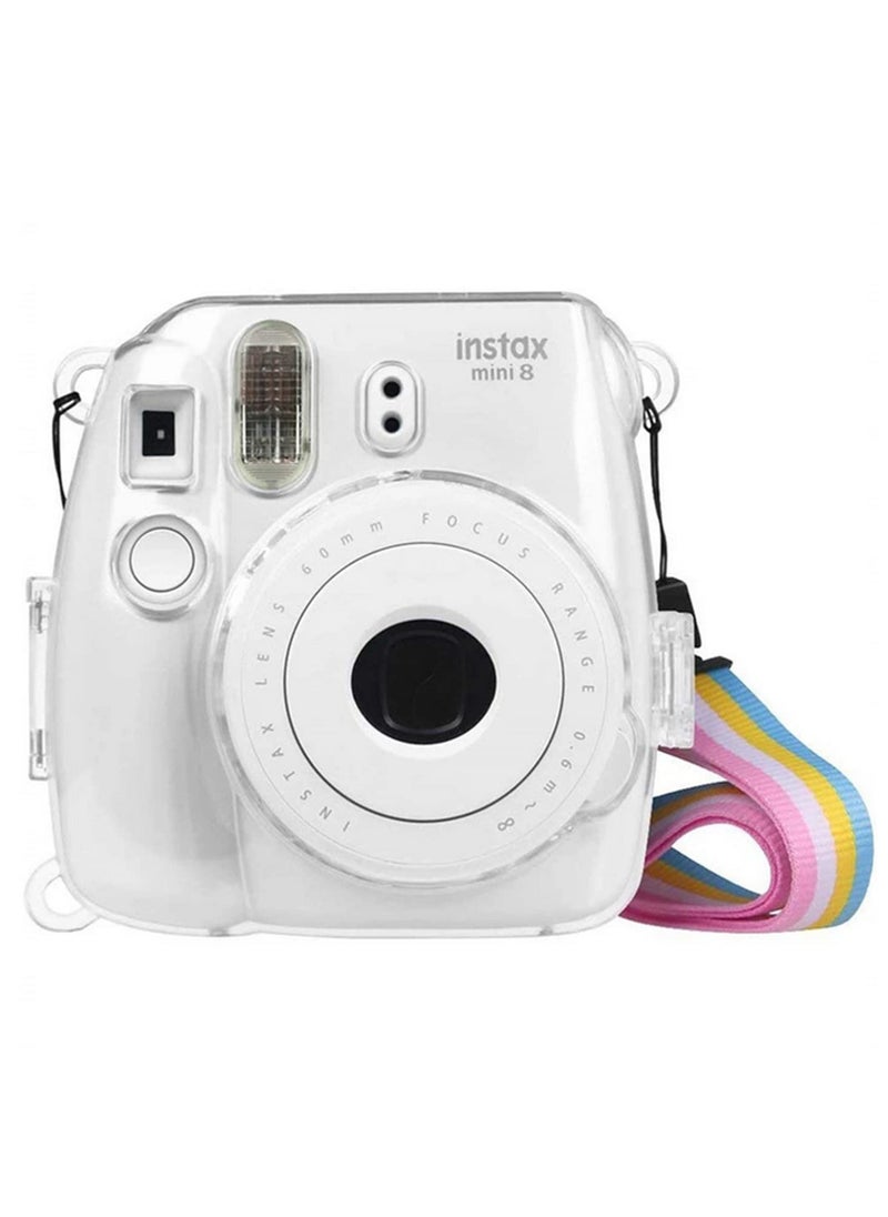 Generic For Instax Mini 9 Case Transparent Cover Protective Bag with Adjustable Rainbow Strap Compatible Fujifilm Instax Mini 9 8 8+ Camera Scratch Dust Damage Prevention No Need Remove for Photos  - Image 1