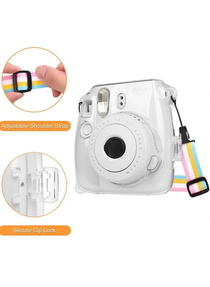 Generic For Instax Mini 9 Case Transparent Cover Protective Bag with Adjustable Rainbow Strap Compatible Fujifilm Instax Mini 9 8 8+ Camera Scratch Dust Damage Prevention No Need Remove for Photos  - Image 3