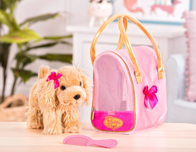 Pucci Pups – Plush Puppy – Carrier Bag – Golden Dot Glam Bag & Cocker Spaniel – Comb & Purse – Stuffed Animal – 2+ Years - Image 3