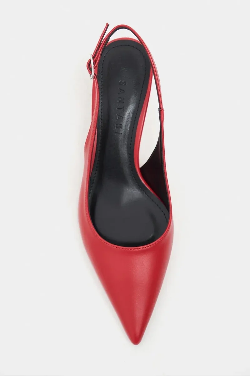 Nisantasi Shoes  Megy Matte Pointed Toe Slingback — Red for Women | Best Price UAE