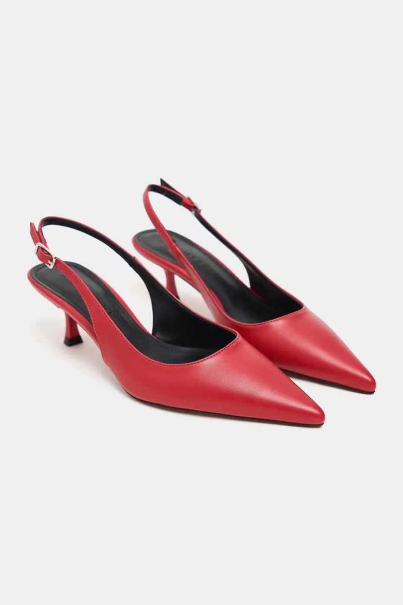 Nisantasi Shoes Megy Matte Pointed Toe Slingback — Red - Image 5