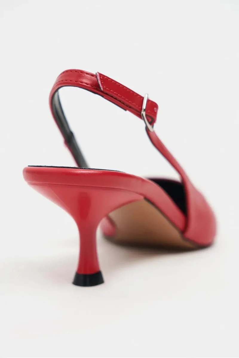 Nisantasi Shoes  Megy Matte Pointed Toe Slingback — Red for Women | Best Price UAE
