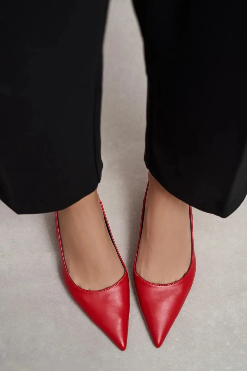 Nisantasi Shoes  Megy Matte Pointed Toe Slingback — Red for Women | Best Price UAE