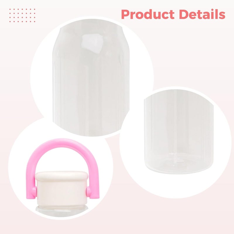 Borosilicate Glass Water Bottle for Little Ones, 13.5 Fl Oz/400 Ml Cute Portable Travel Mug with Handle and Strap, Bpa Free - Image 4