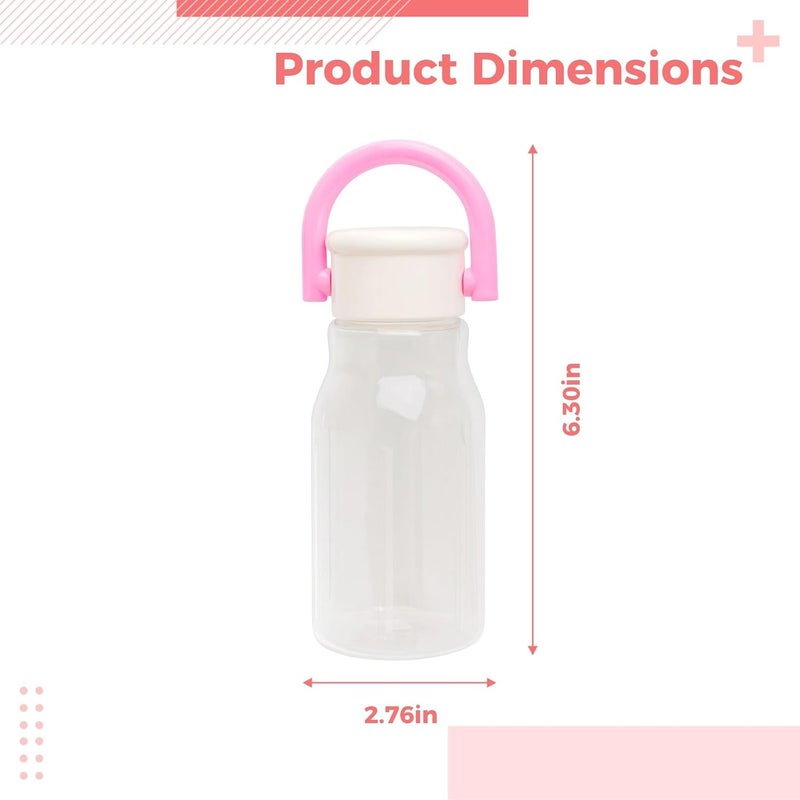 Borosilicate Glass Water Bottle for Little Ones, 13.5 Fl Oz/400 Ml Cute Portable Travel Mug with Handle and Strap, Bpa Free - Image 1