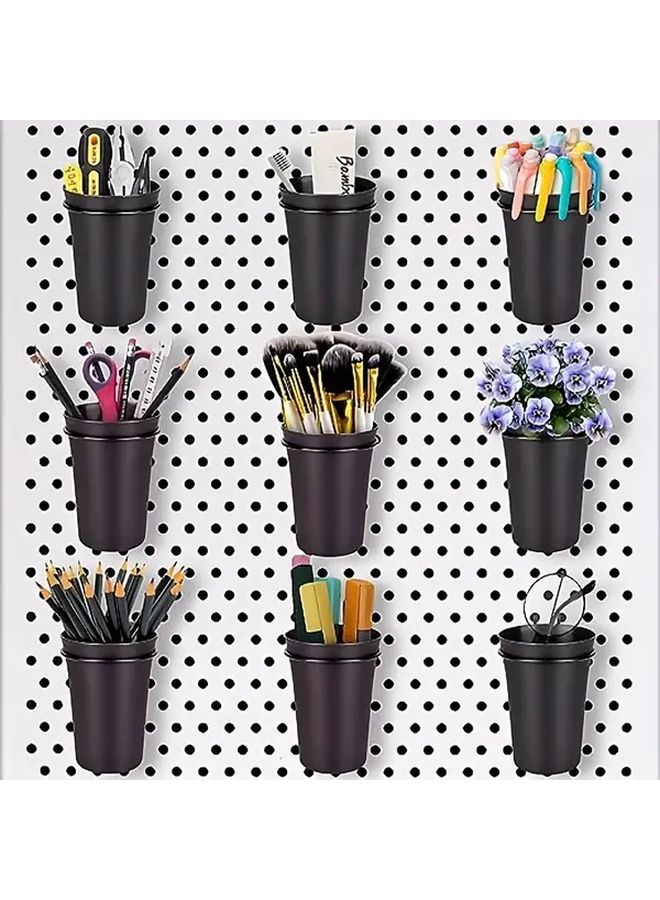 Black Big Round Cup Storage Hole Plate Hook With Cup Holder 2.5 Hole Spacing 6pcs For Tools Housing Super - Image 1