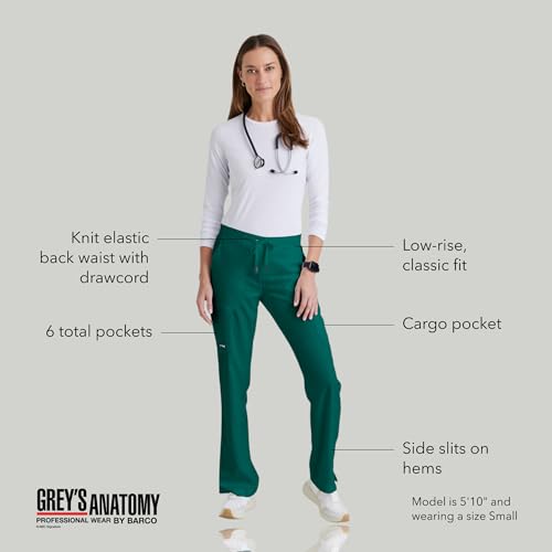 BARCO Grey s Anatomy Classic Mia Scrub Pant for Women Hunter Green, 6-Pocket Low-Rise Straight Leg Bottoms with Natural Stretch, Soil Release Fabric, and Super-Soft Finish Medium, Regular Fit - Image 4