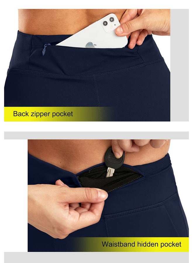 SANTINY Women's 6'' Athletic Long Shorts with 4 Pockets High Waisted Bermuda Shorts for Women Walking Running Casual, Navy, M - Image 5