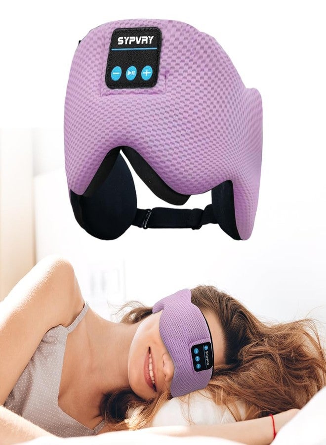 SYPVRY Bluetooth 5.4 Headphones Headband Eye Mask Wireless Sleep Mask，Blackout Bluetooth Eye Mask for Sleeping，Cotton Sleep Mask for Side Sleepers Adjustable Hook and Loop, Purple - Image 1