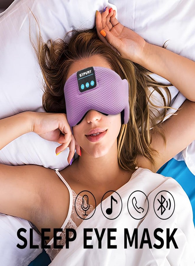 SYPVRY Bluetooth 5.4 Headphones Headband Eye Mask Wireless Sleep Mask，Blackout Bluetooth Eye Mask for Sleeping，Cotton Sleep Mask for Side Sleepers Adjustable Hook and Loop, Purple - Image 5