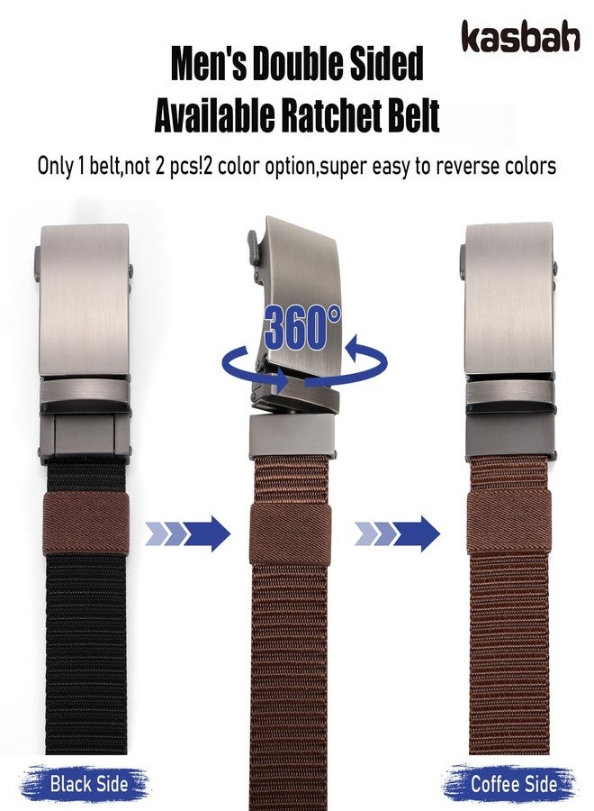 KASBAH Reversible Nylon Ratchet Belt for Men,Adjustable No-Hole Design for Casual, Golf, Jeans & Pants Durable Web Belt for Men (26-44 Inches) - Image 2