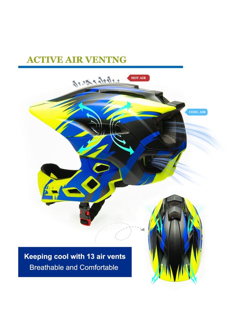 Kids Bike Helmet, Adjustable Detachable Full Face Helmet, Lightweight Toddlers Helmets, for Children Bicycle, Skateboard, Scooter, Protective Gear, from Toddler to Youth, CPSC Certificated - Image 3