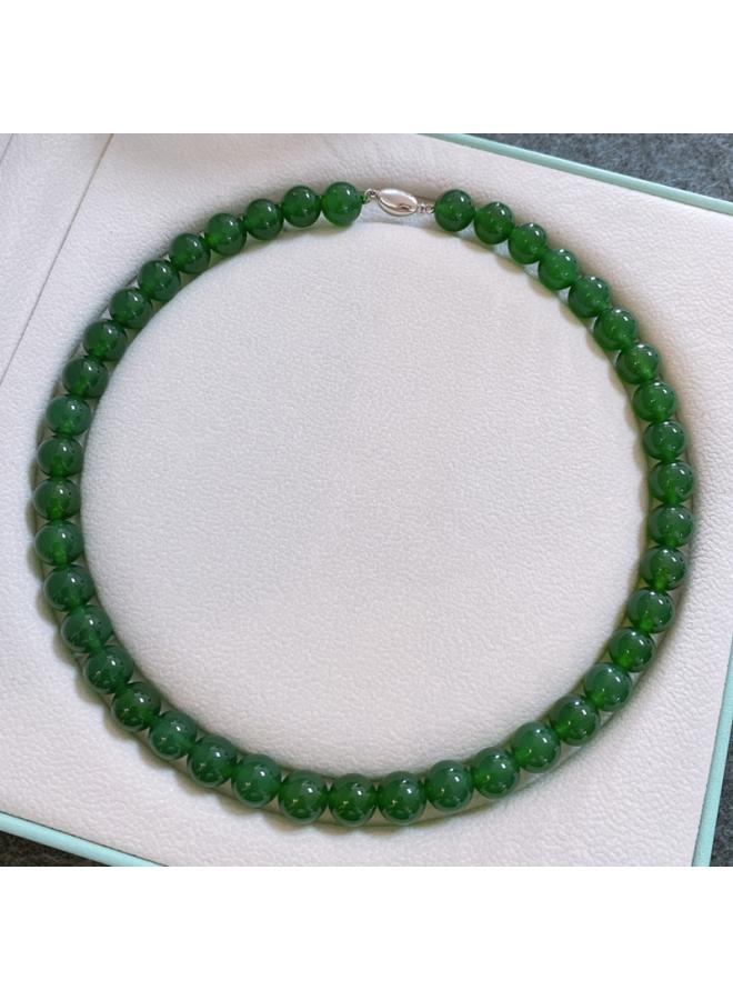 Green Chalcedony Beaded Agate Necklace All-match High-end Niche Female Spring And Summer New Chinese Style Clavicle Chain Necklace Jewelry