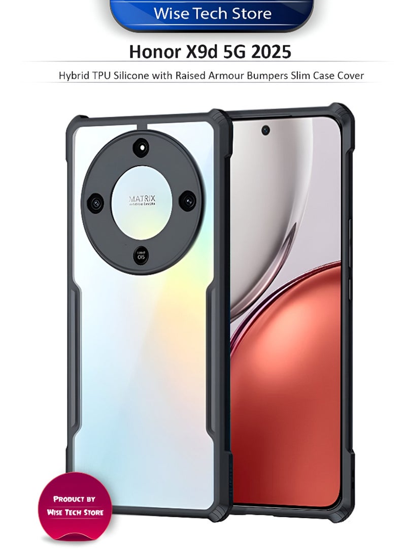 Wtech Honor X9d 5G 2025 Hybrid TPU Silicone with Raised Armour Bumpers Slim Case Cover (MCAPSA) - Clear/Black - Image 1