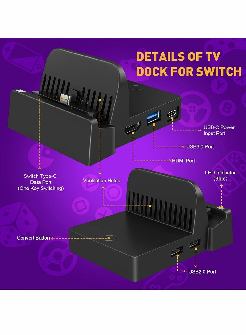 محطة شحن نينتندو سويتش، محطة شحن مدمجة 4K HDMI لجهاز سويتش، مجموعة شاحن محطة القاعدة، بديل جيد لمحطة الشحن الرسمية (نظام محسن) - Image 3