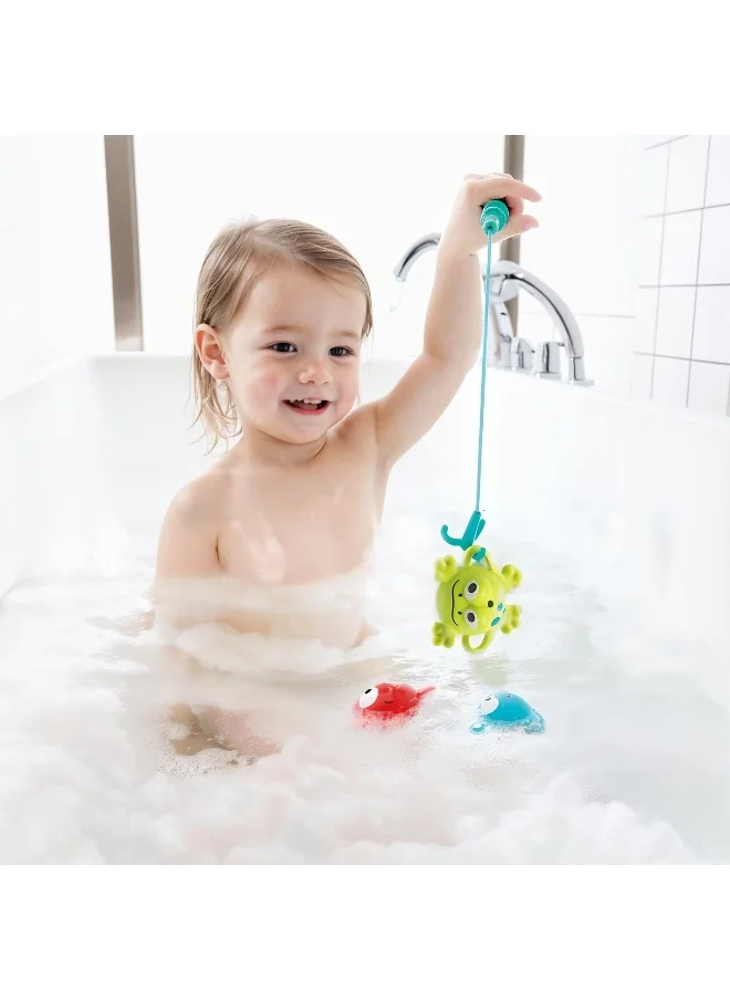 هيب Hape Double Fun Fishing Set, Jumping Sea Creatures with Net & Detachable Fishing Pole Handle, Bathtub Toys for Toddlers, 5 Pieces Multicolor Bathtub Toys, Ages 2 Years+