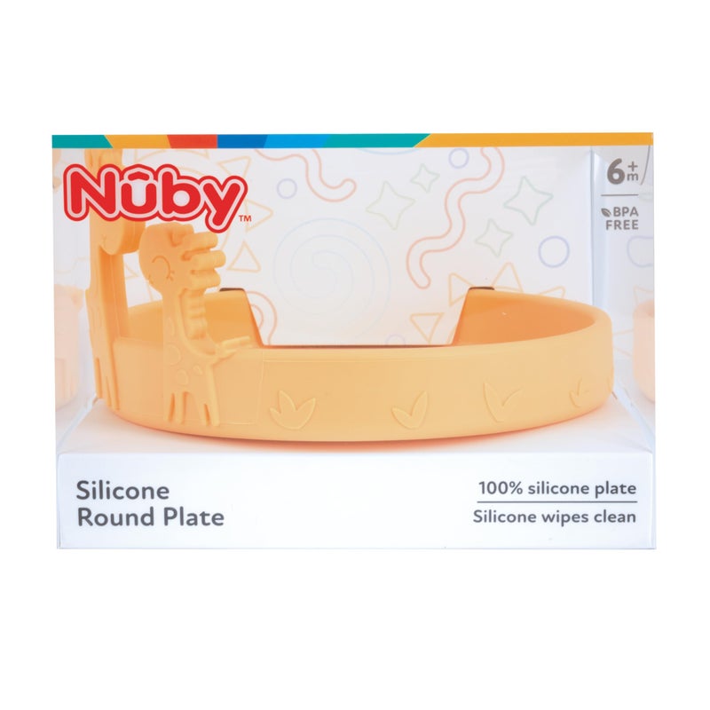 Nuby Animal Friend Silicone Round Plate - Toddler Plate - 6+ Months - Yellow Giraffe Plate - Image 3