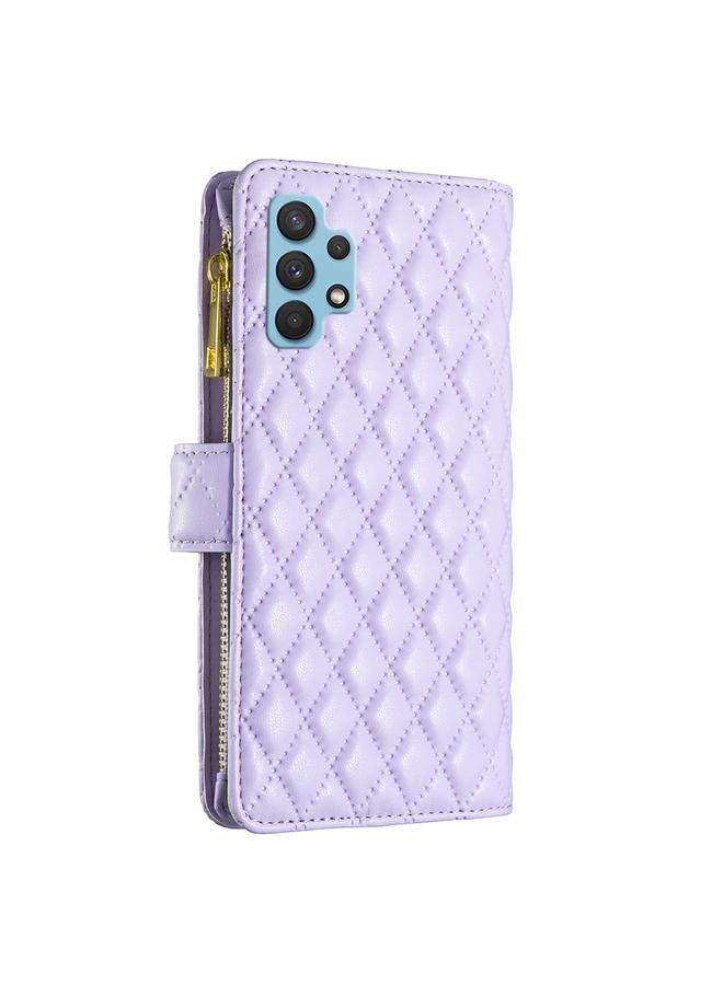 S-TOP Case For Samsung Galaxy A32 4G Diamond Lattice Zipper Wallet Leather Flip Phone Case - Image 3