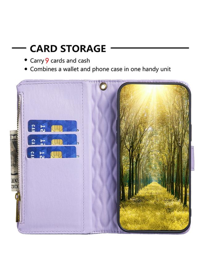 S-TOP Case For Samsung Galaxy A32 4G Diamond Lattice Zipper Wallet Leather Flip Phone Case - Image 5