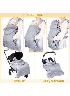 Orzbow Orzbow Winter Baby Carrier Cover with Detachable Hood, Waterproof & Windproof, Universal for Baby Carriers and Baby Waist Stool, Baby Bunting Bag for Car Seats and Strollers with Storage Bag, Gray  - Image 3