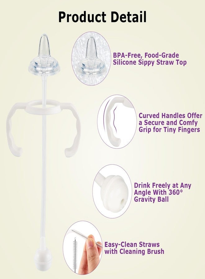 joyfeed Sippy Straw Cup Conversion Kit for Dr Browns Narrow and Narrow Glass Baby Bottles, Weighted Sippy Replacement Kit with Soft Sippy Top and Handle,6m+,Set of 3 - Image 3