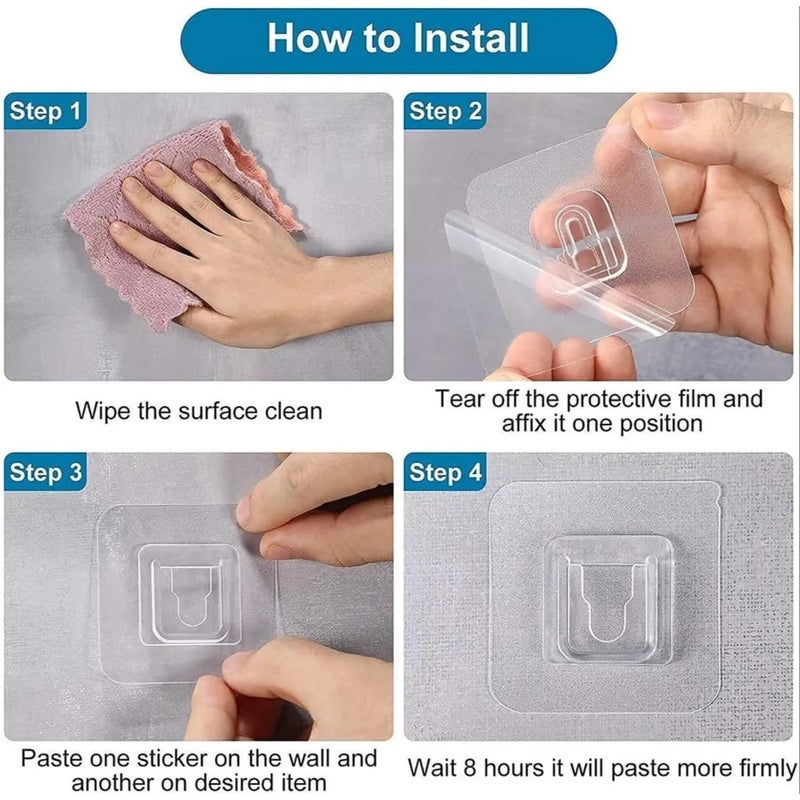 KUMUDAM KUMUDAM KUMUAM SelfAdhesive Wall Hooks Transparent Sticker Hooks for Hanging Bathroom Kitchen Accessories Mobile case Photo Frames Spike Guards Toilet Brush6 kg Capacity 15  - Image 2