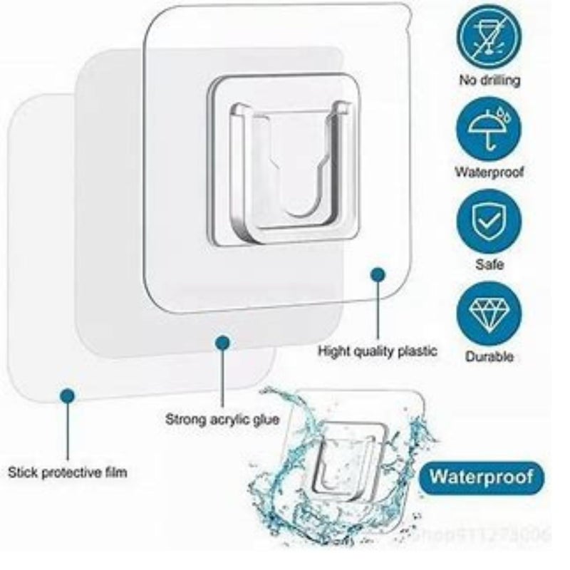KUMUDAM KUMUDAM KUMUAM SelfAdhesive Wall Hooks Transparent Sticker Hooks for Hanging Bathroom Kitchen Accessories Mobile case Photo Frames Spike Guards Toilet Brush6 kg Capacity 15  - Image 5