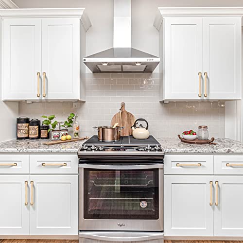 9BUILD 6 Pack 5 Inch Brushed Brass Cabinet Handles - Gold Kitchen Hardware Pulls for Cabinets and Cupboards - Image 5