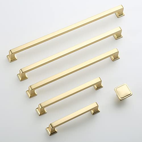 9BUILD 6 Pack 5 Inch Brushed Brass Cabinet Handles - Gold Kitchen Hardware Pulls for Cabinets and Cupboards - Image 2