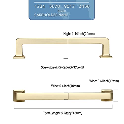 9BUILD 6 Pack 5 Inch Brushed Brass Cabinet Handles - Gold Kitchen Hardware Pulls for Cabinets and Cupboards - Image 3