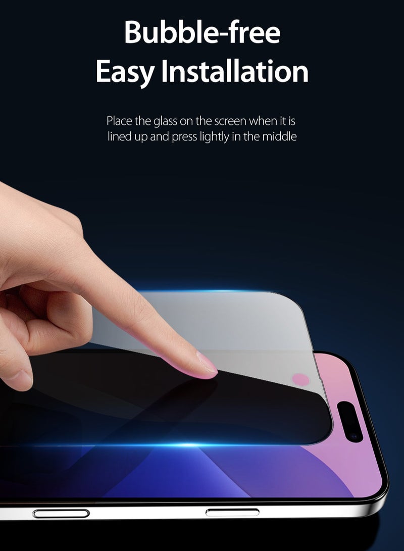 واقي شاشة الخصوصية لهاتف iPhone 16 Pro Max واقي شاشة من الزجاج المقسى، وضوح HD، غراء كامل، خالي من الفقاعات، حماية من السقوط، مضاد للخدش، واقي شاشة بتغطية كاملة - Image 2