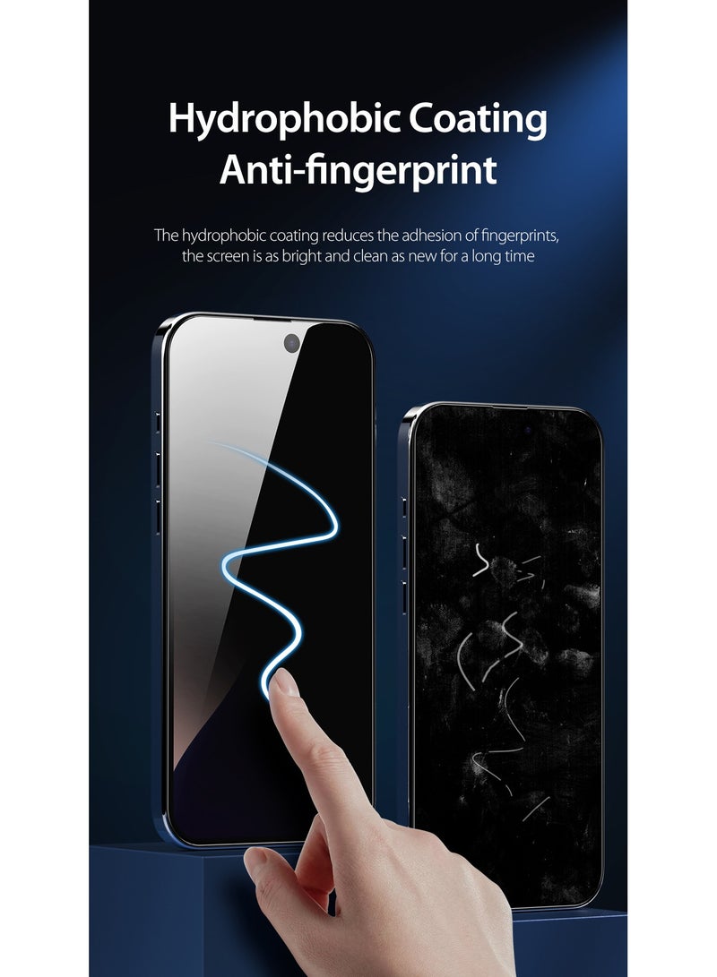 واقي شاشة الخصوصية لهاتف iPhone 16 Pro Max واقي شاشة من الزجاج المقسى، وضوح HD، غراء كامل، خالي من الفقاعات، حماية من السقوط، مضاد للخدش، واقي شاشة بتغطية كاملة - Image 5