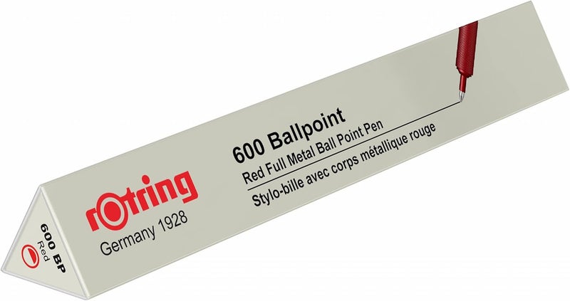 Rotring 600 Ballpoint Pen, Medium Point, Black Ink, Red Barrel, Refillable - Image 2