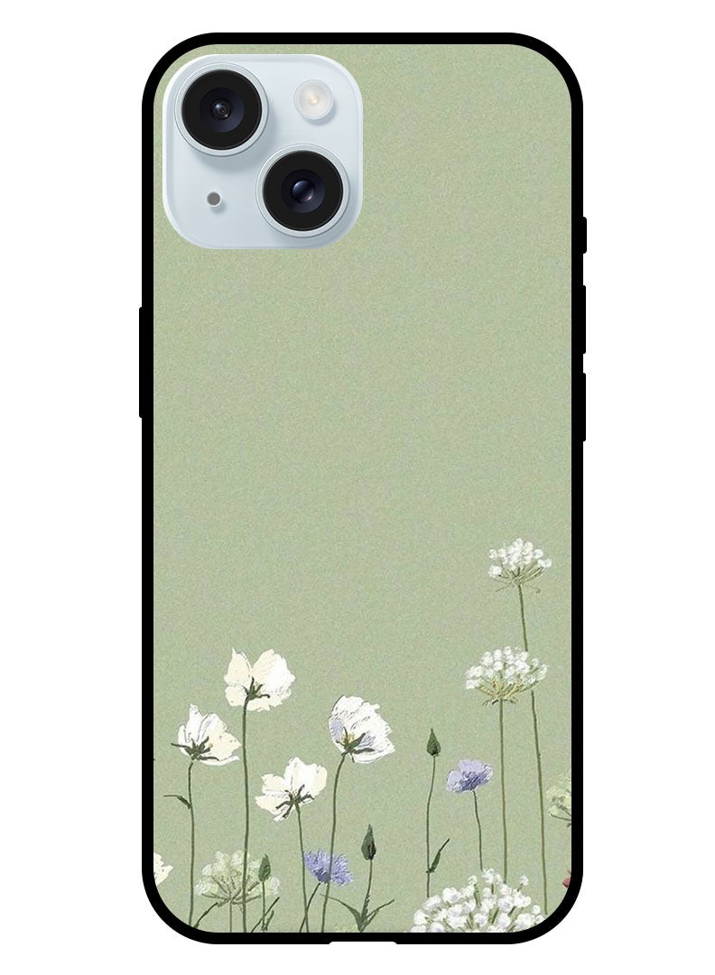 Theodor Protective Case Anti Scratch Shock Proof Bumper Cover For iPhone 15 Plus White Flowers (2) - Image 1