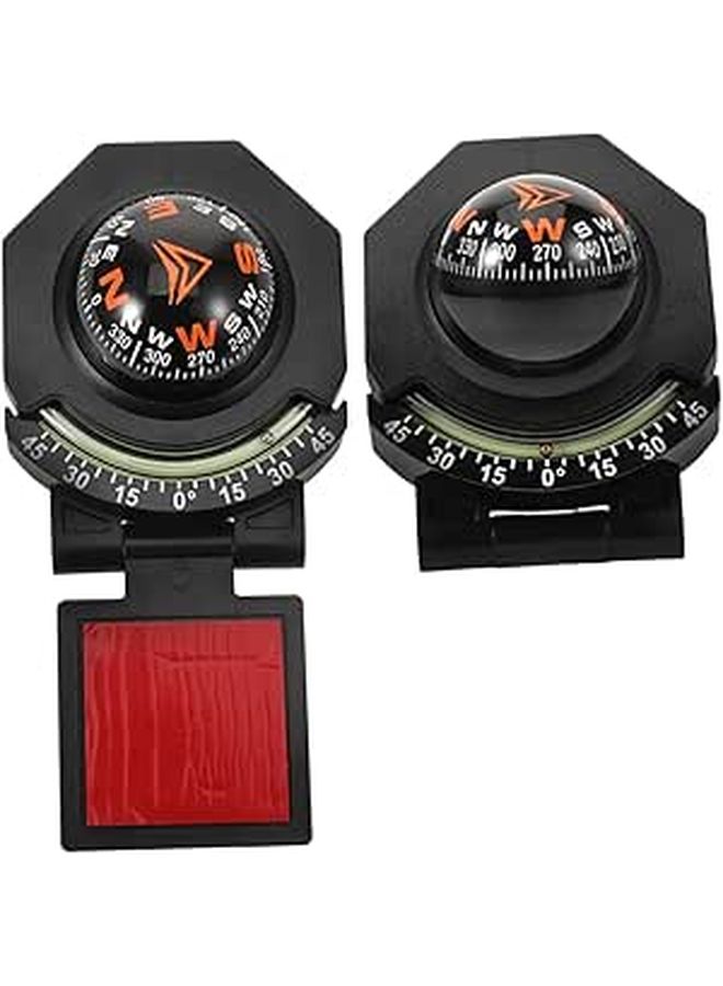 2 Pcs Car Dashboard Compass with Inclinometer Foldable Ball for Auto Boat Navigation - Image 1