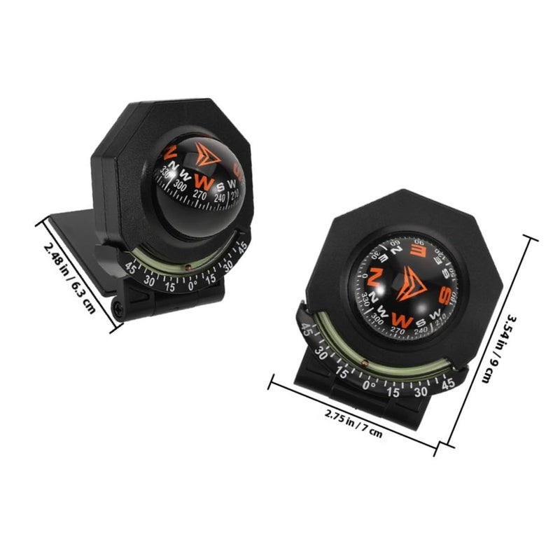 2 Pcs Car Dashboard Compass with Inclinometer Foldable Ball for Auto Boat Navigation - Image 3