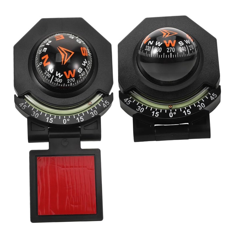 2 Pcs Car Dashboard Compass with Inclinometer Foldable Ball for Auto Boat Navigation - Image 2