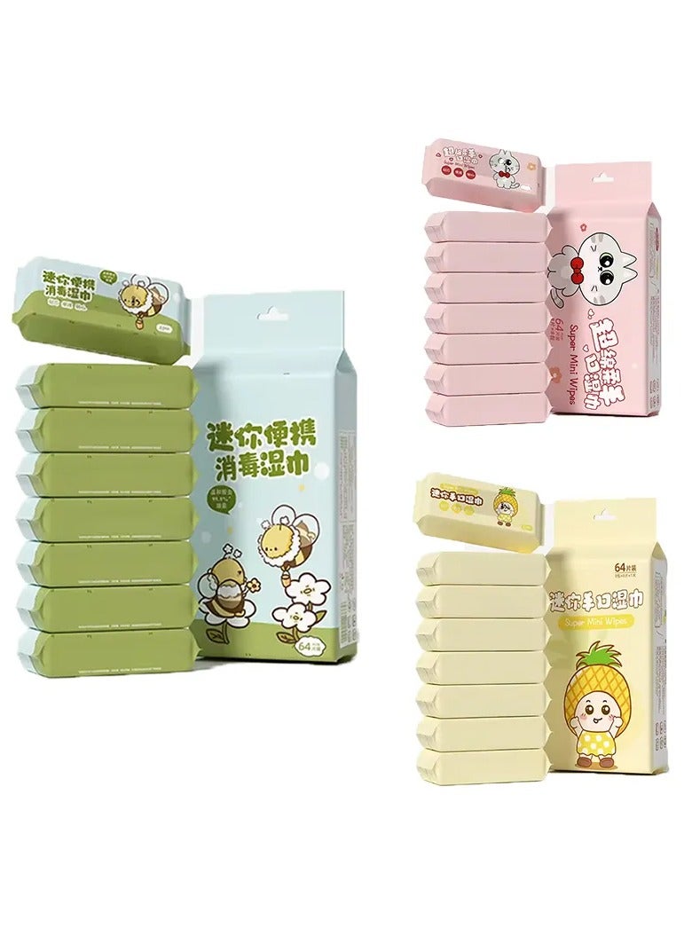 8 Pack Mini Hand & Mouth Wipes 64 Count