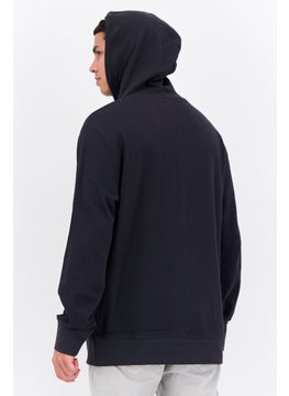 French Connection Men Hooded Textured Long Sleeves Sweatshirt, Black  - Image 3