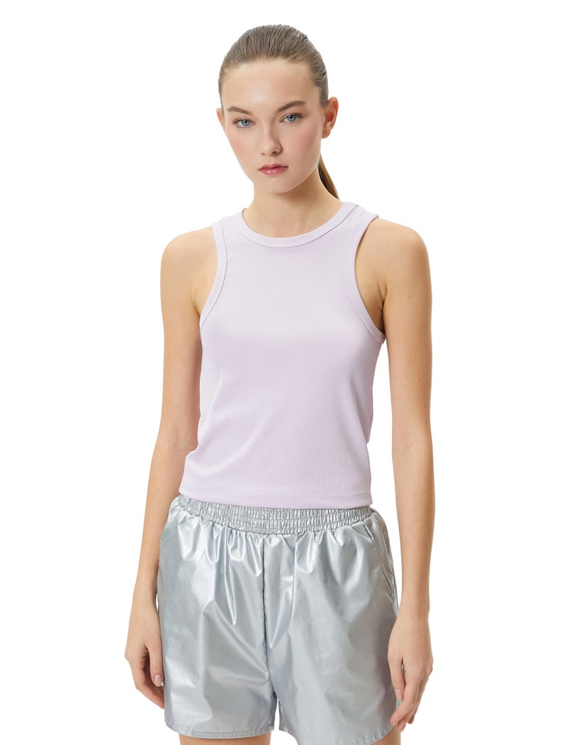KOTON Women's Basic Sports Crew Neck Ribbed Slim Fit Tanktop