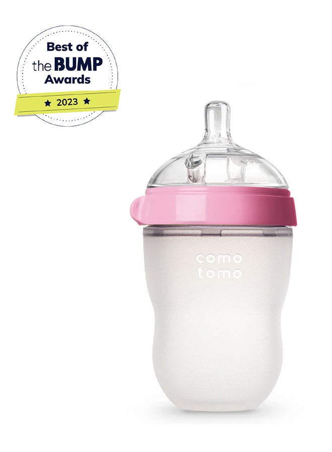 comotomo Natural Feel Baby Bottle 250 ML With Silicone Baby Teether, 3 Months + - Image 4