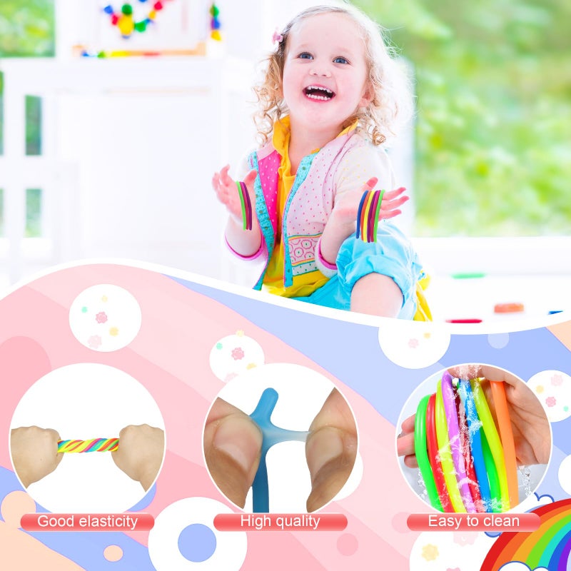 Estimable 100 PCS Colorful Stretchy Fidget Strings Sensory Toys, Carnival Prizes Fidget Stress Relief Toy for Classroom Prize Children Gift Birthday Party Favors Kids 4-8 8-12 - Image 3