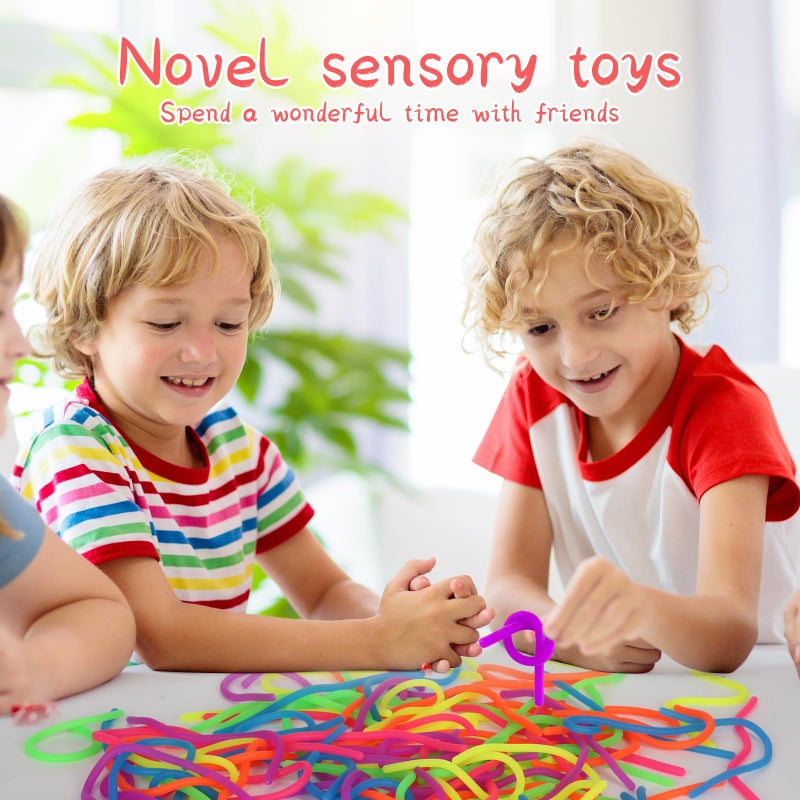 Estimable 100 PCS Colorful Stretchy Fidget Strings Sensory Toys, Carnival Prizes Fidget Stress Relief Toy for Classroom Prize Children Gift Birthday Party Favors Kids 4-8 8-12 - Image 5