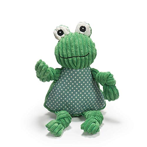 HuggleHounds Knottie Plush Dog Toy - Dog Stuffed Animal Toy, Puppy Toys, Squeaky Dog Toy for Small, Medium & Large Dogs, Durable Plush to Keep Them Busy - Fergie Frog, Large - Image 1