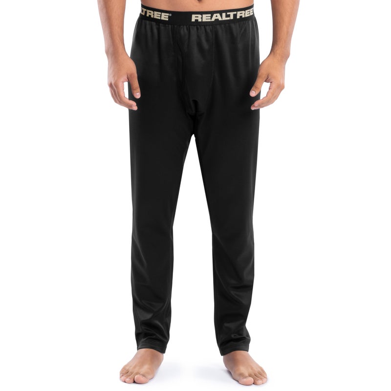 Realtree Men's Heavyweight Fleece Thermal Underwear Long Johns Bottom, Pitch Black, XX-Large - Image 1