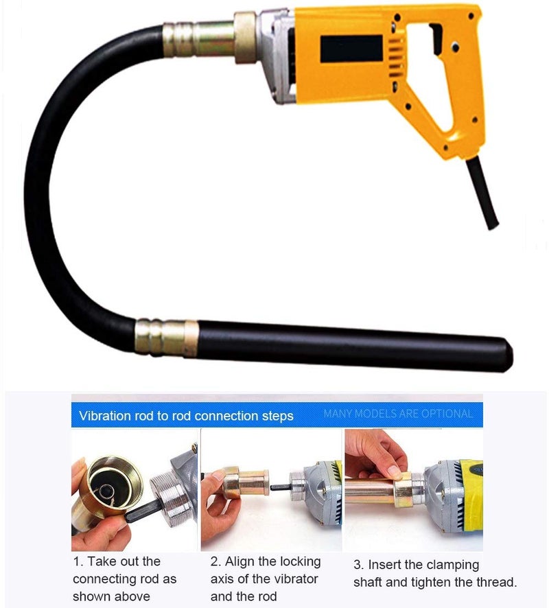 MLD جهاز اهتزاز الخرسانة المحمول MLD مع رمح اهتزازي بطول 1.5 متر - خلاط كهربائي محمول للخرسانة والتربة لإزالة فقاعات الهواء - Image 3